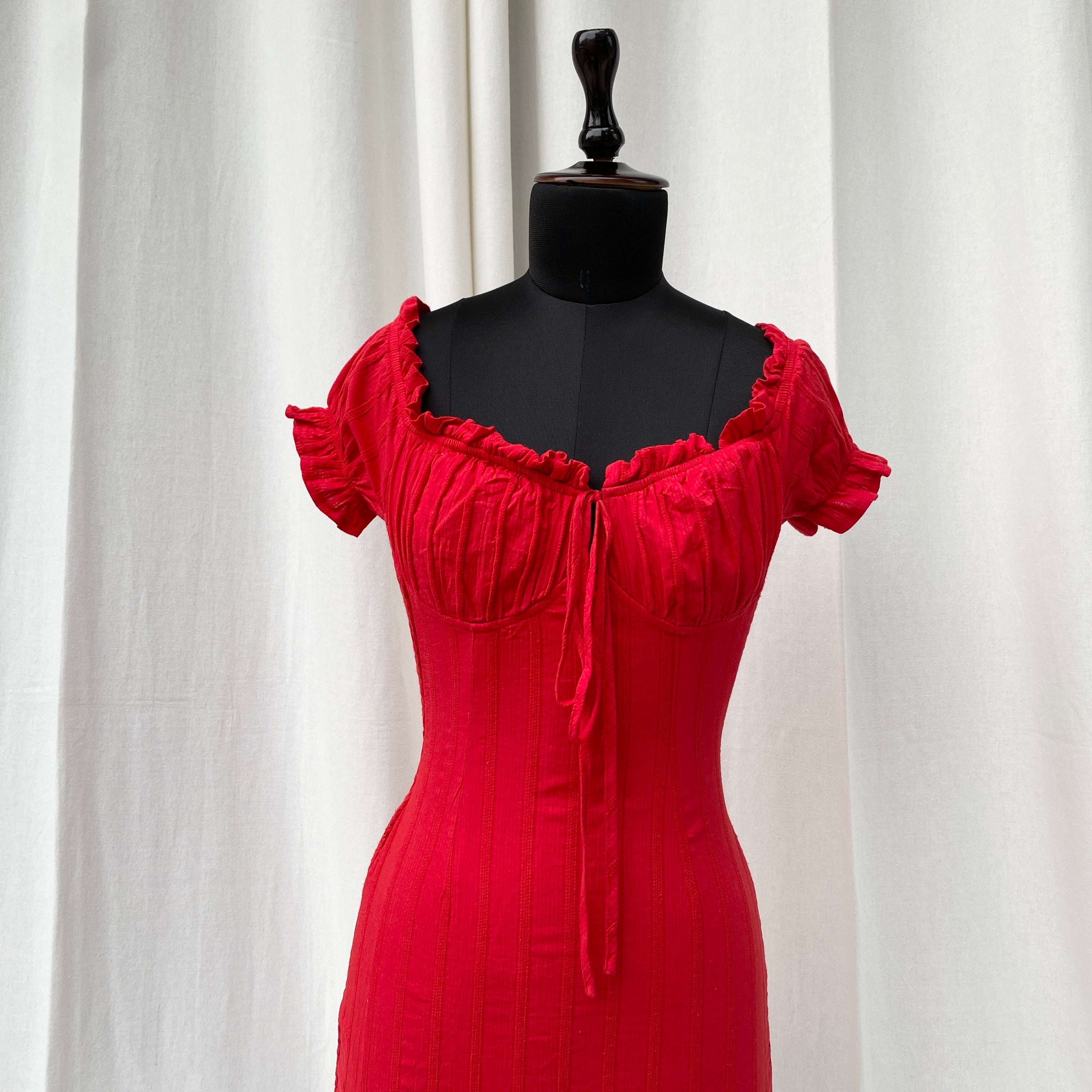 RED DRESS FROM POLLY (Bust : 30-34, Upper Waist : 26-32)