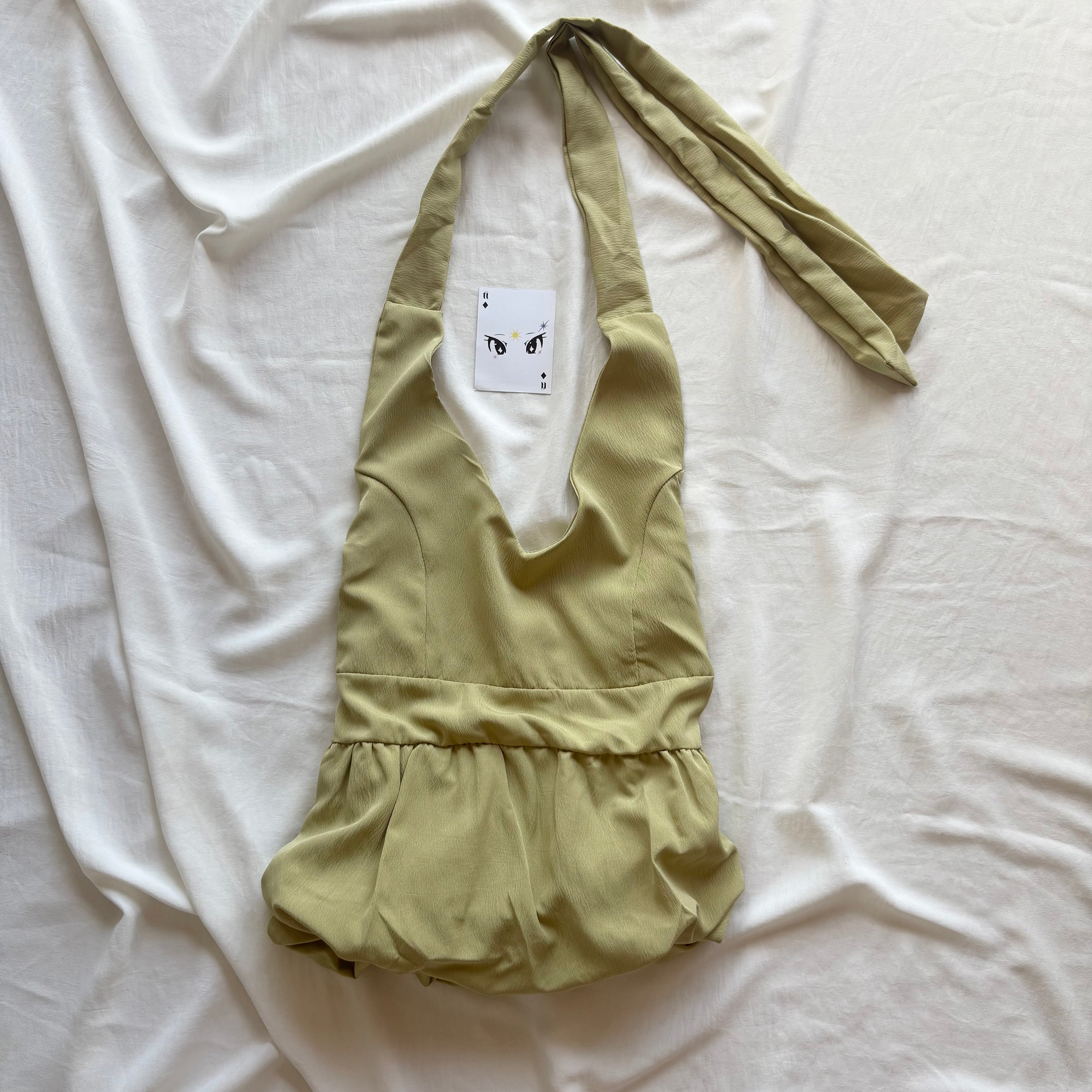 BUBBLE HALTER TOP IN GREEN (Bust : 32-34, Upper Waist : 24-28)