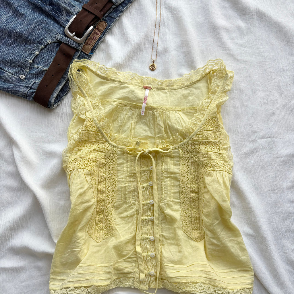 YELLOW LACE TOP FROM FREE PEOPLE (Two sizes)