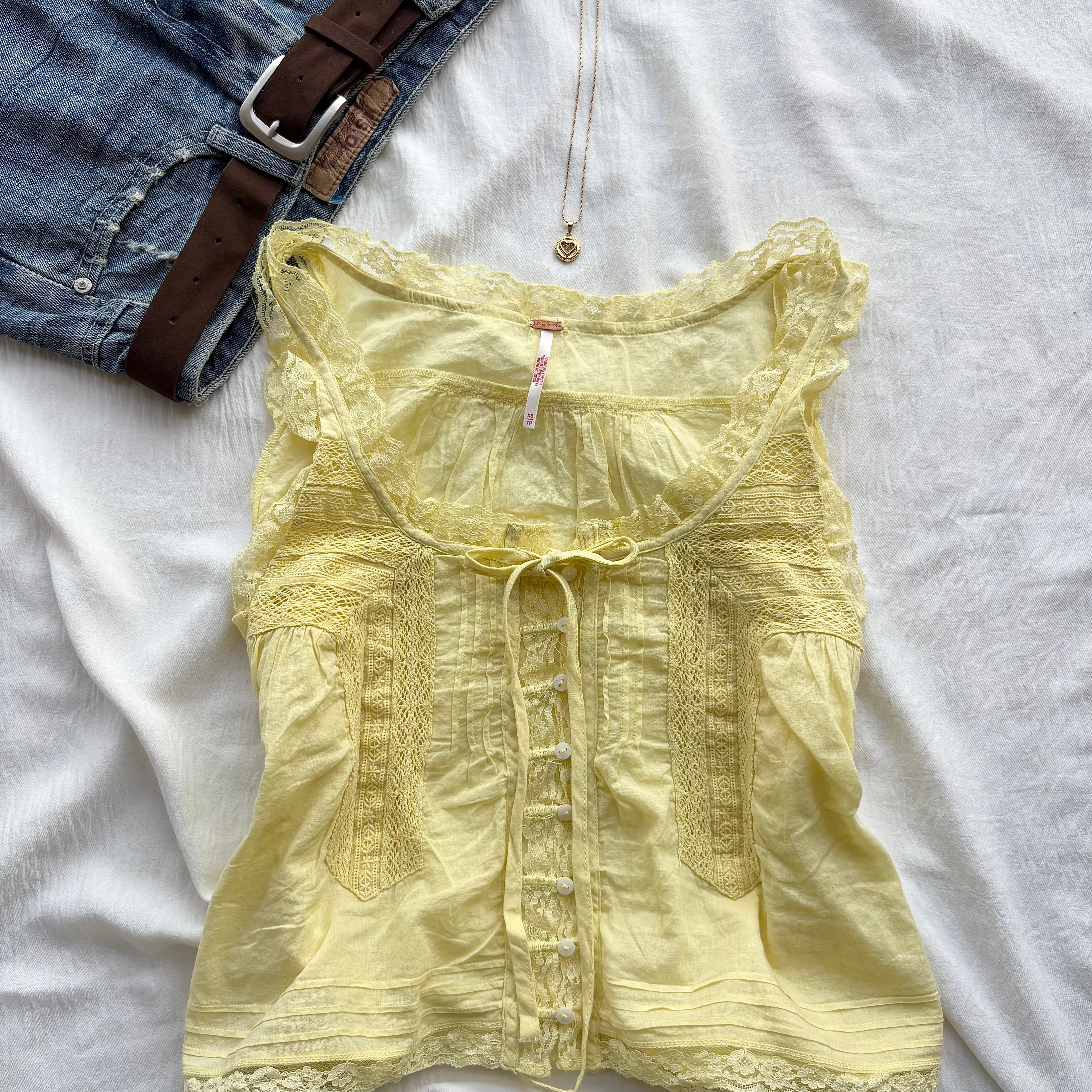 YELLOW LACE TOP FROM FREE PEOPLE (Two sizes)
