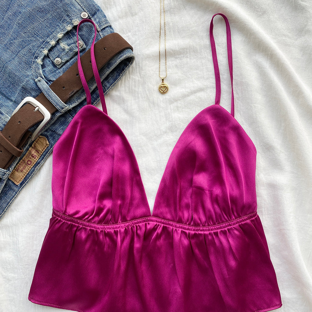PINK SATIN TOP (Two sizes)