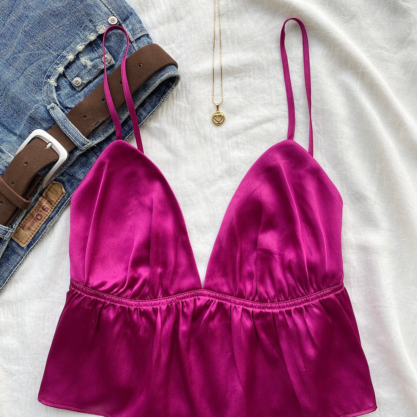 PINK SATIN TOP (Two sizes)
