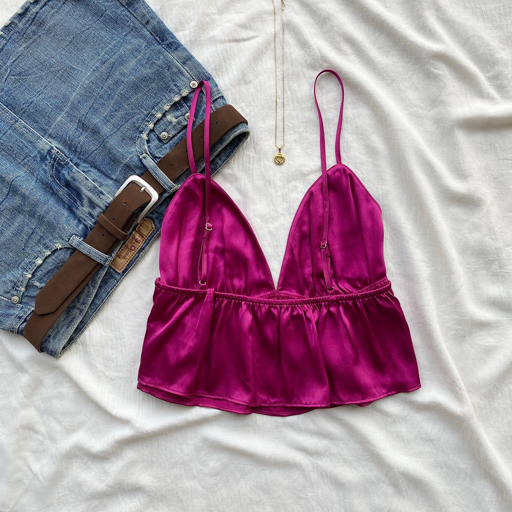 PINK SATIN TOP (Two sizes)