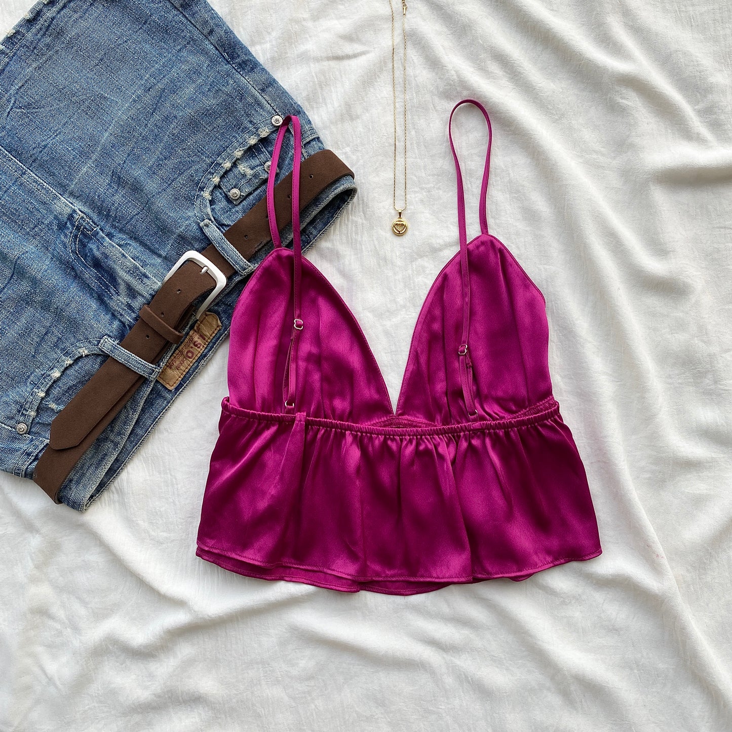 PINK SATIN TOP (Two sizes)