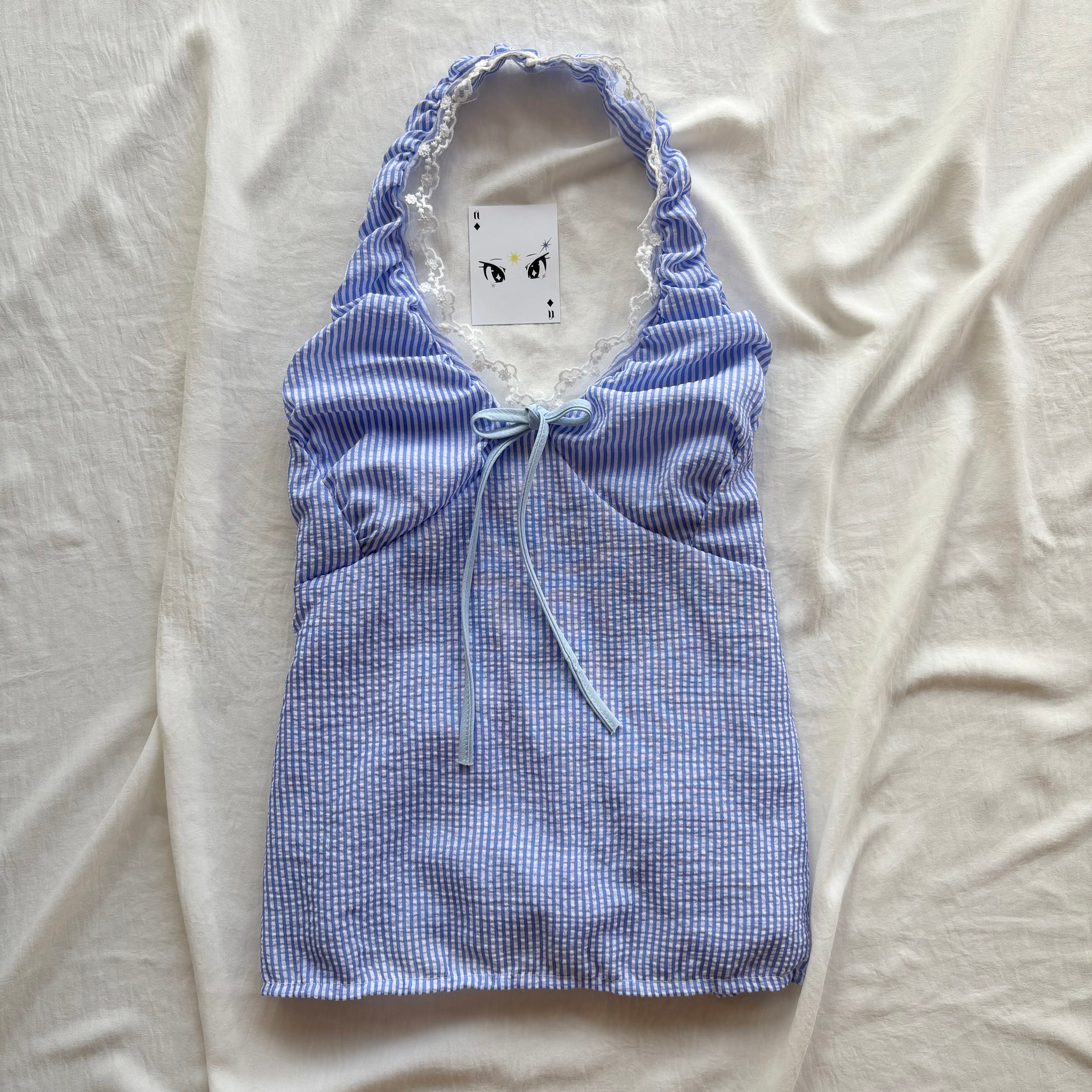 BLUE HALTER TOP  (Bust : 30-34, Upper Waist : 23-28)