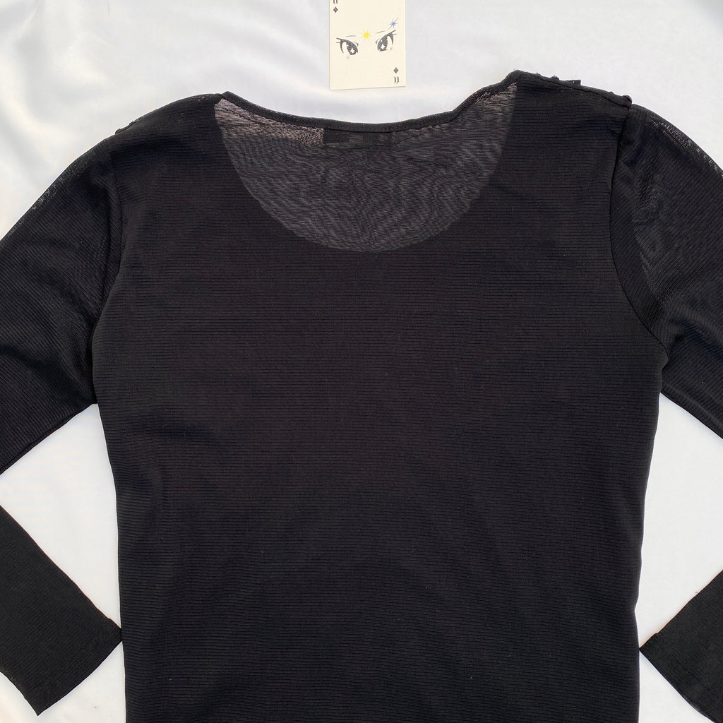 BLACK EMBELLISHED MESH TOP (Bust : 40-44, Upper Waist : 34-38)