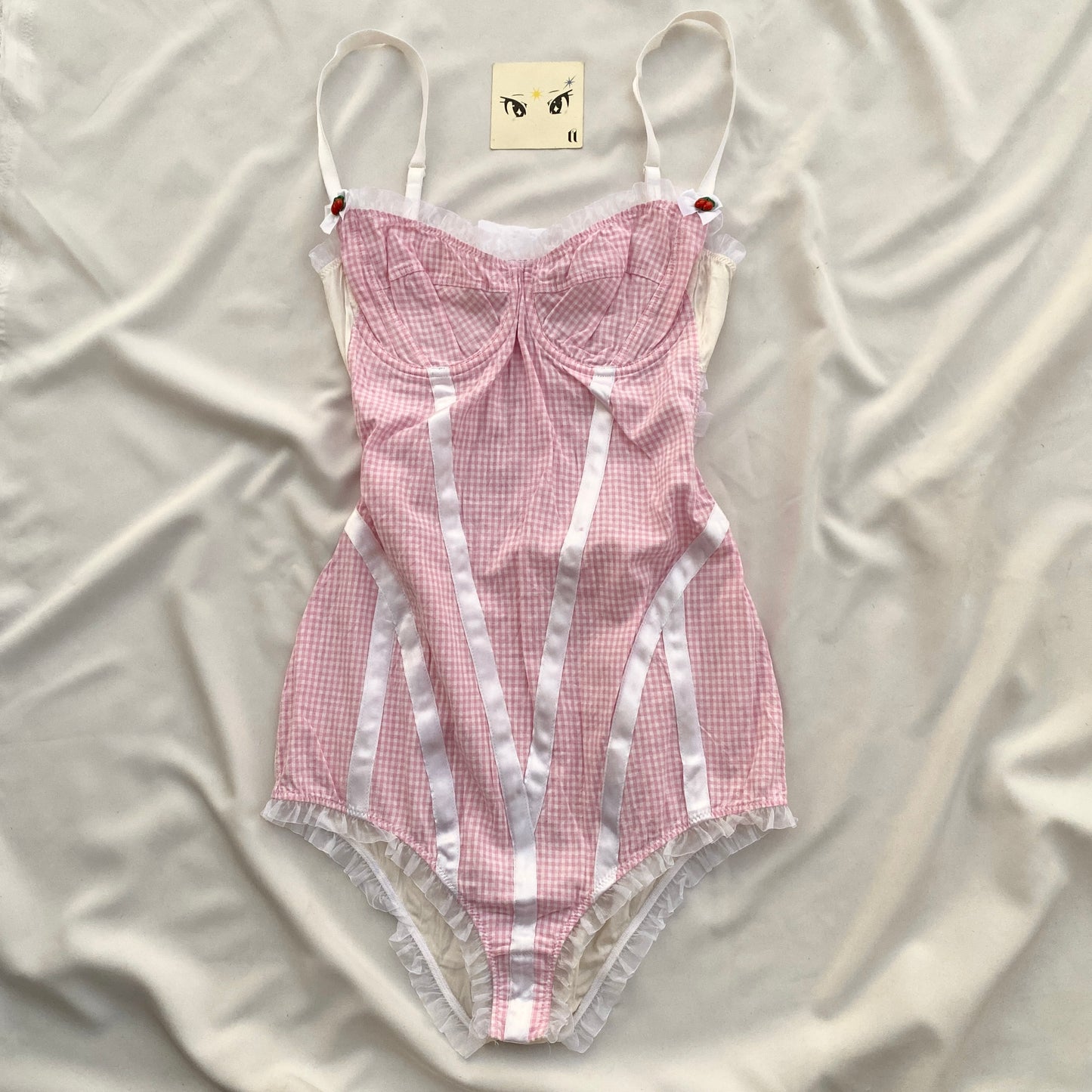 PINK GINGHAM BODYSUIT