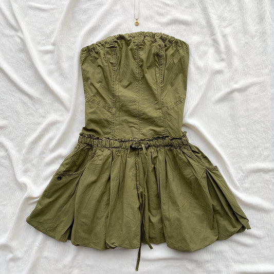 OLIVE GREEN DRESS FROM URBAN OUTFITTERS (Bust : 34-36, Upper Waist : 26-30)
