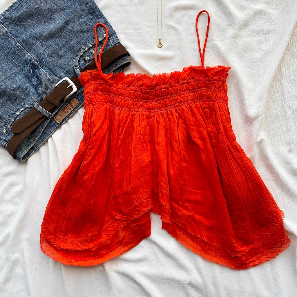 RED BABYDOLL TOP FROM FREE PEOPLE (Bust : 32-34, Upper Waist : 26-32)