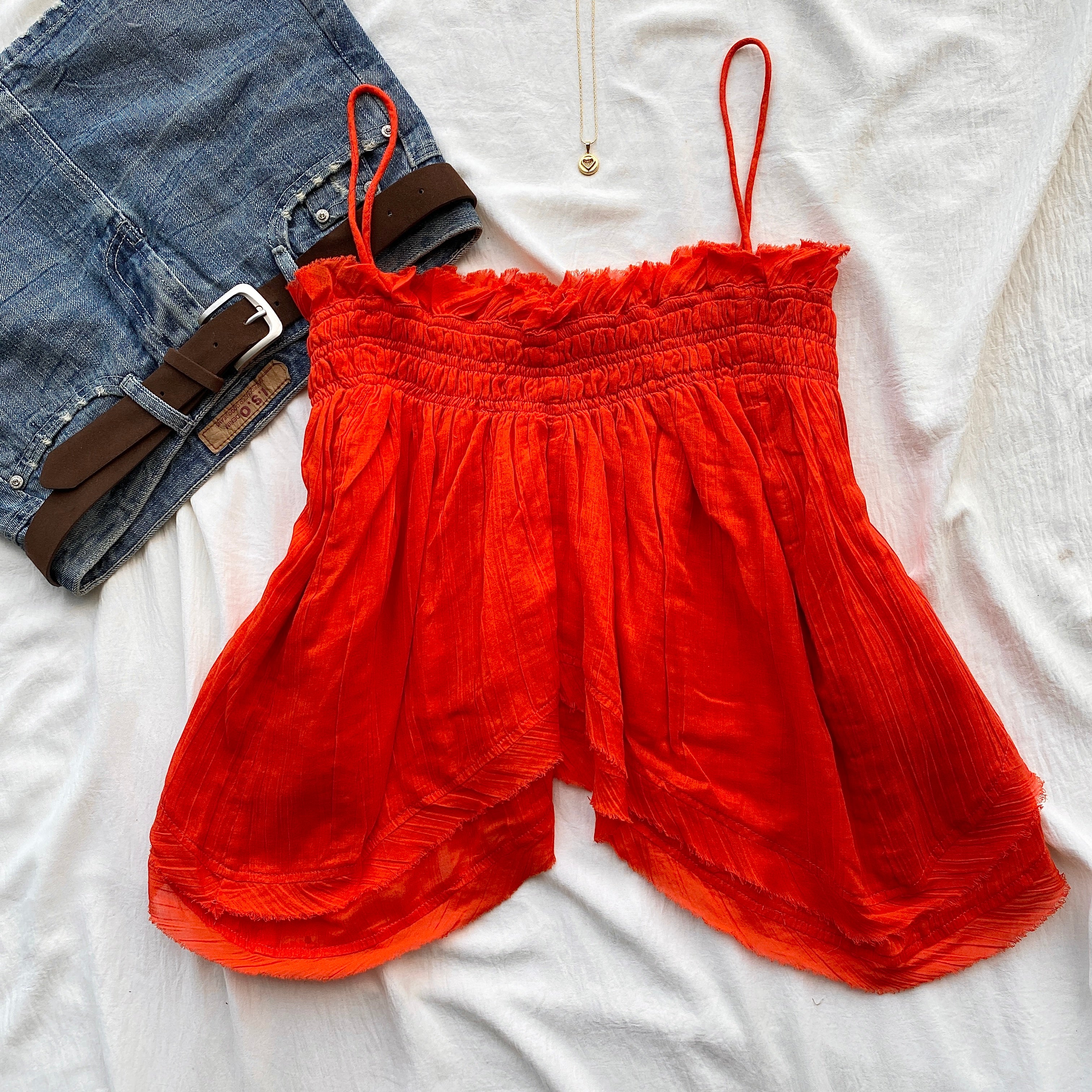 RED BABYDOLL TOP FROM FREE PEOPLE (Bust : 32-34, Upper Waist : 26-32)