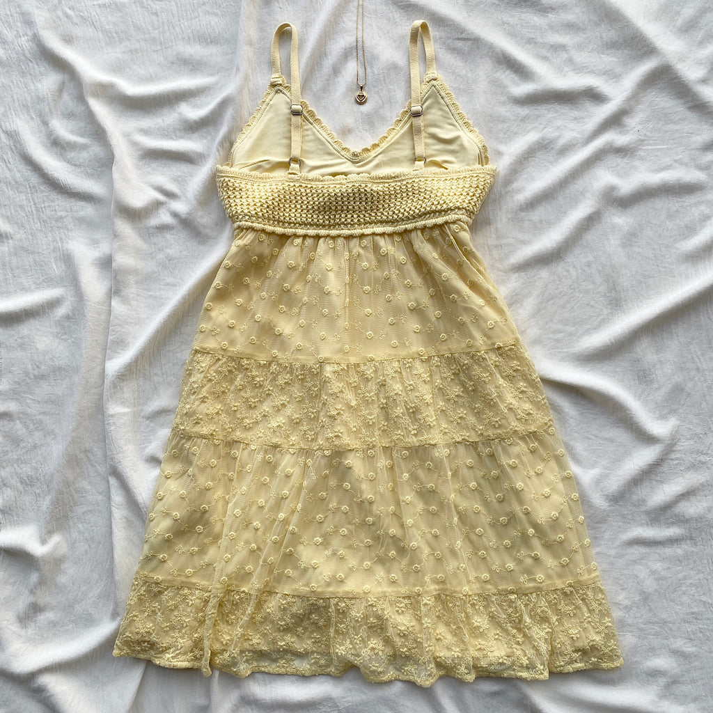 YELLOW CROCHET DRESS FROM HOLLISTER (Bust : 30-34, Upper Waist : 24-28)