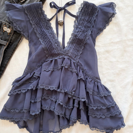 AMELIE TOP IN BLUE (Bust : 30-34, Upper Waist : 24-29)