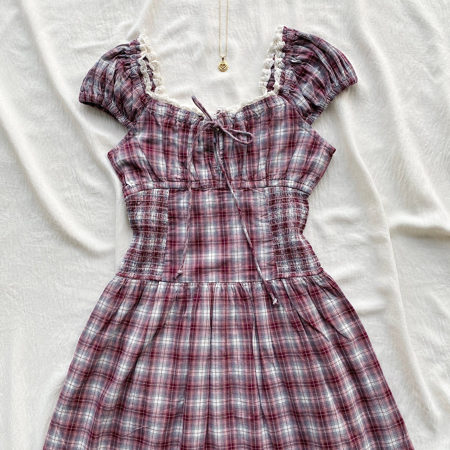 PLAID DRESS IN RED FROM COTTON ON (Bust : 28-30, Upper Waist : 20-24)