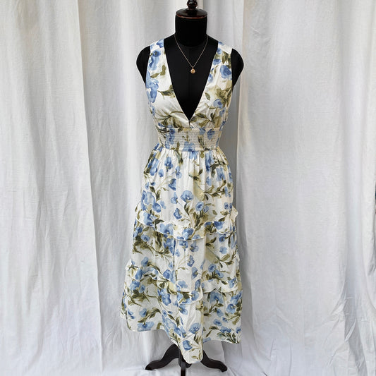 BLUE FLORAL DRESS FROM ABERCROMBIE AND FITCH (Bust : 30-34, Upper Waist : 23-28)