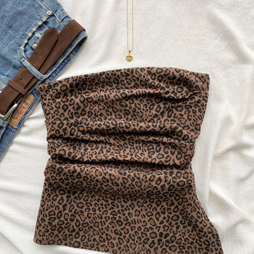 ANIMAL PRINT RUCHED TOP (Bust : 30-34, Upper Waist : 26-32)