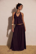 LINEN SET IN FUDGE FROM FREE PEOPLE (Bust : 28-32, Upper Waist : 22-28)