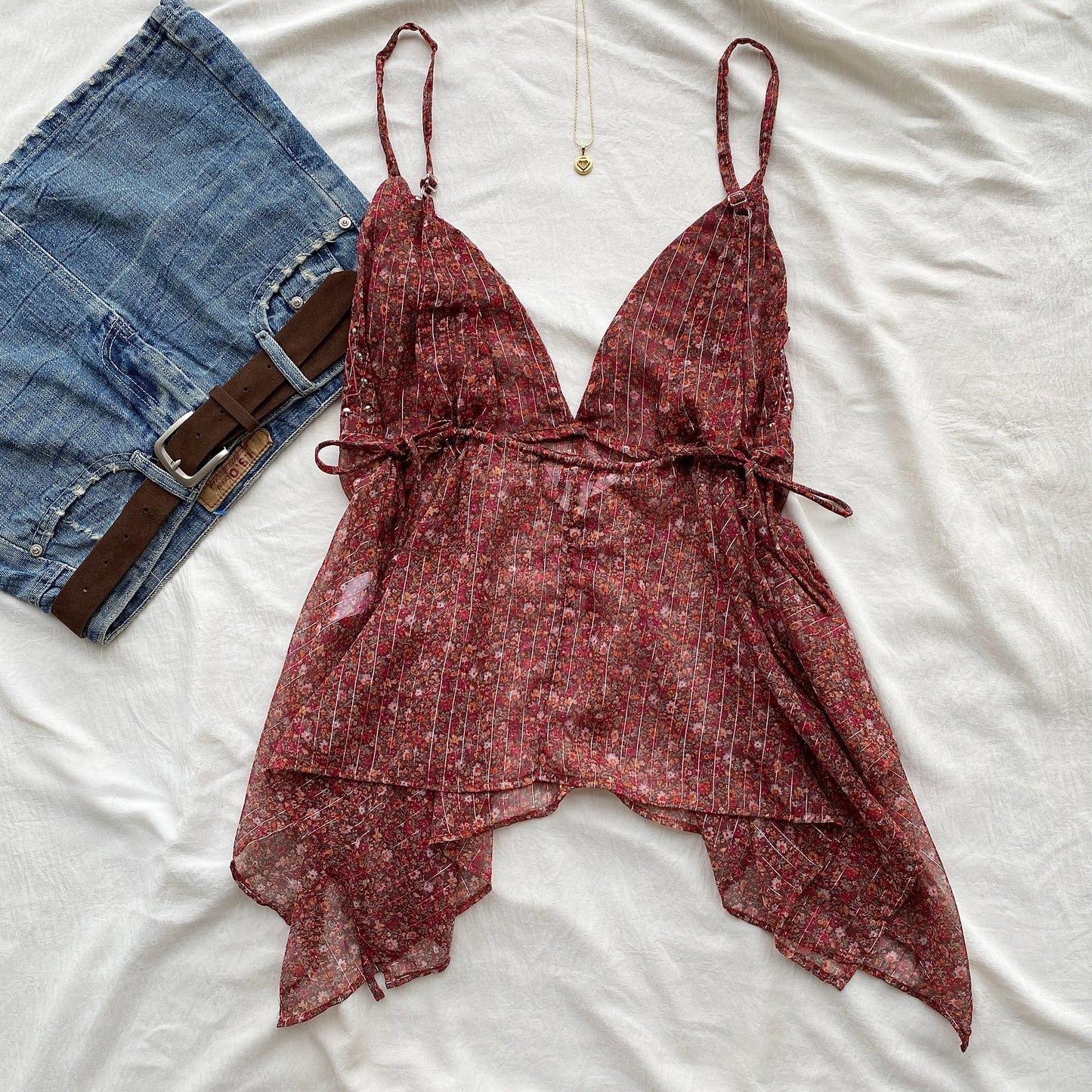 RED EMEBLLISHED TOP (Sizes available)