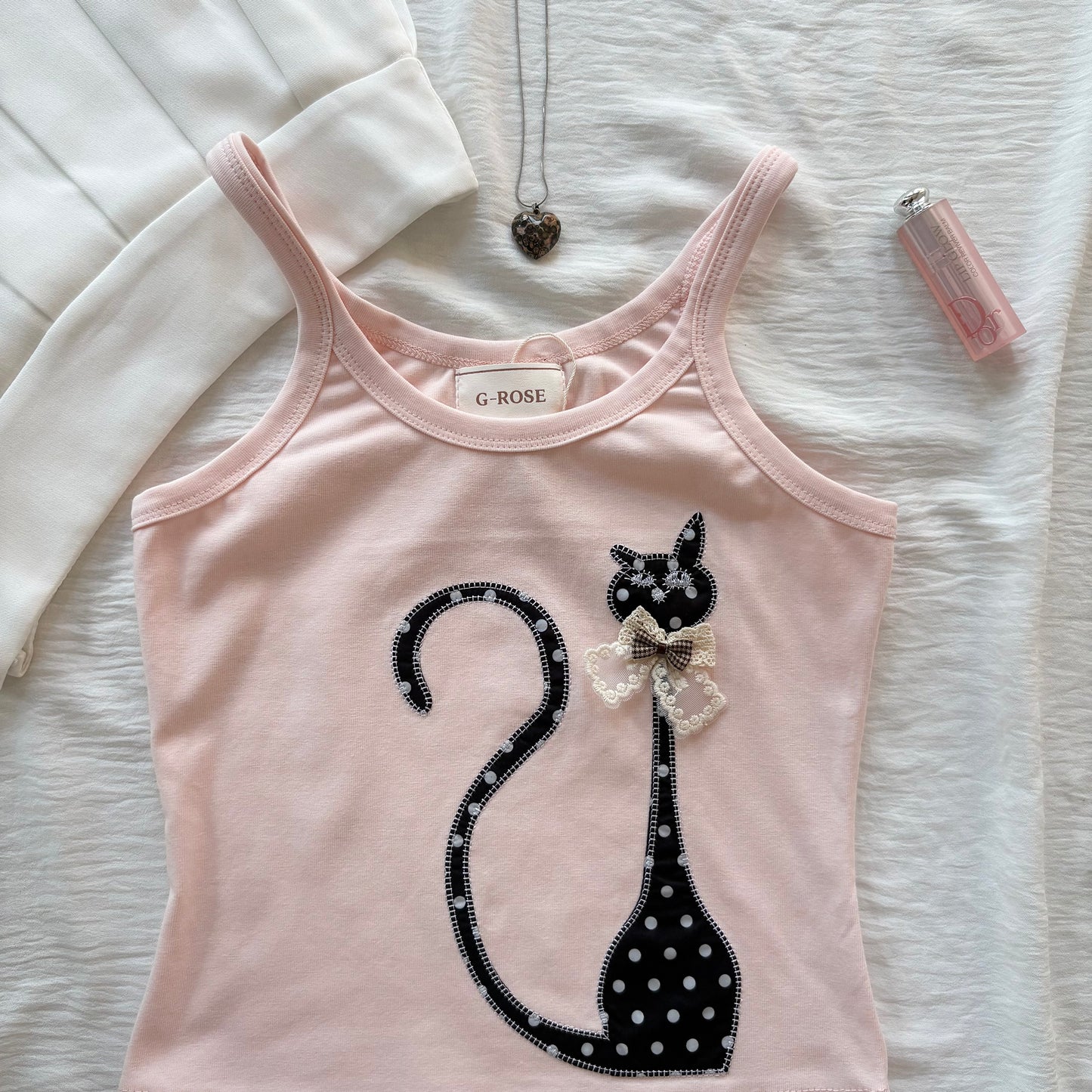 CAT TANK TOP IN PINK (Bust : 30-34, Upper Waist : 24-28)