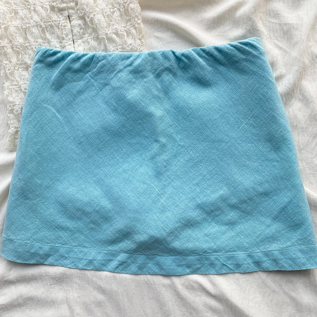 BLUE LINEN SKIRT FROM FREE PEOPLE (Waist : 28-32)
