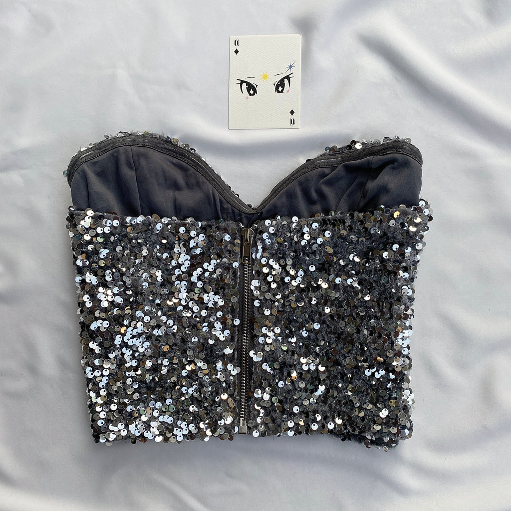 GREY SEQUINNED TOP (Bust : 30-34, Upper Waist : 24-28)