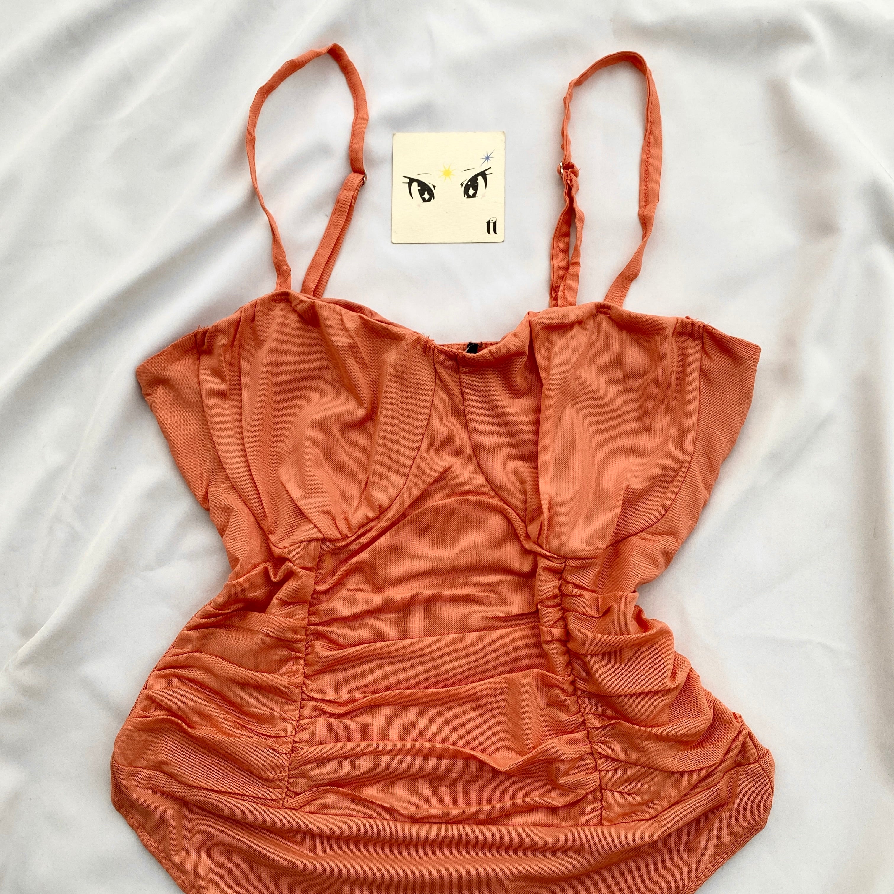 ORANGE RUCHED BODYSUIT (Bust : 30-34, Upper Waist : 24-28)