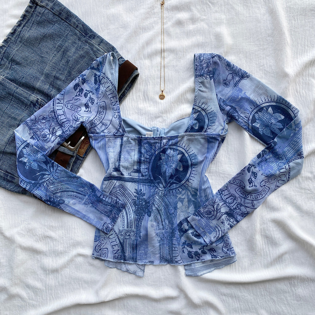 BLUE TOP FROM GLASSONS (Bust : 30-34, Upper Waist : 26-30)