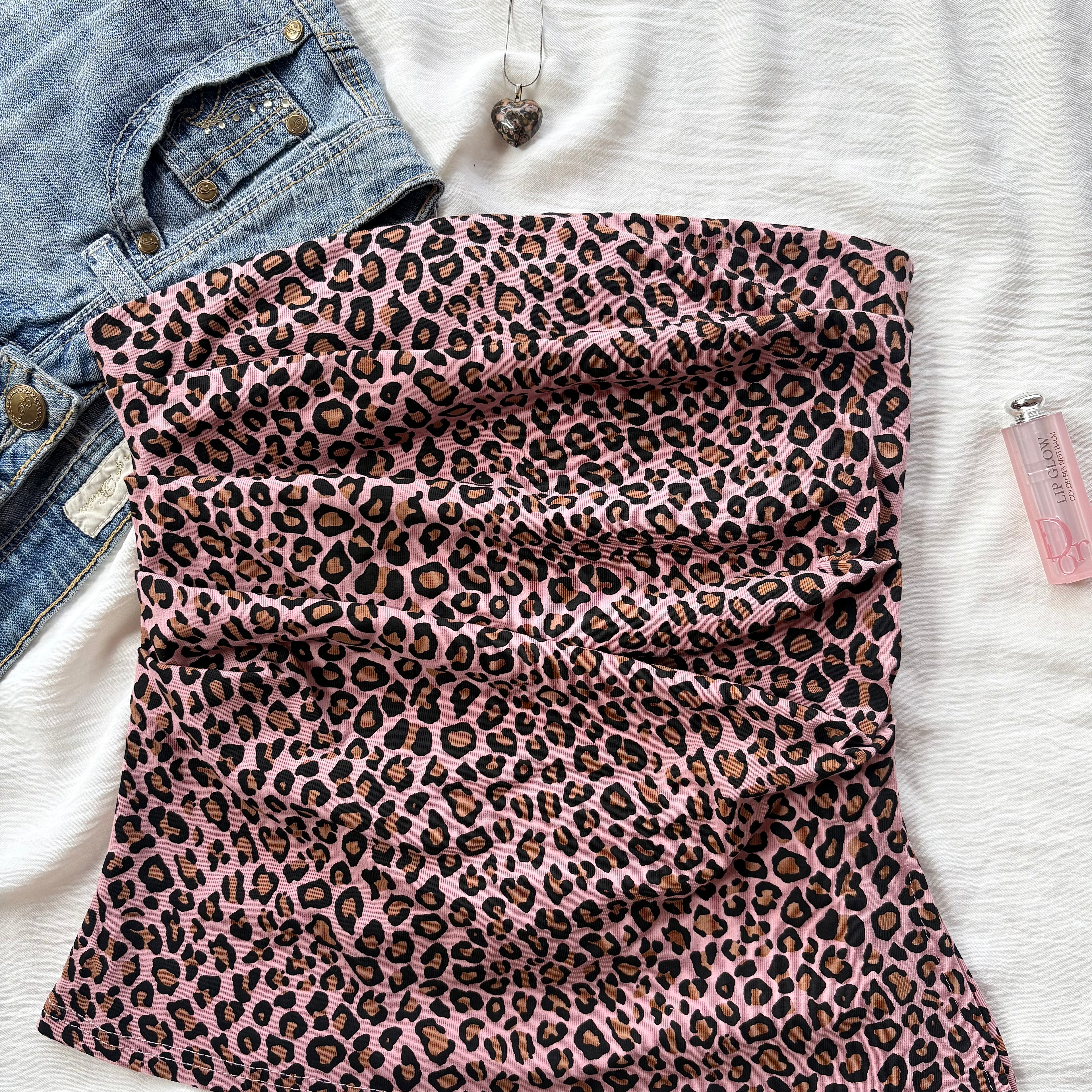 PINK CHEETAH TOP (Bust : 30-34, Upper Waist : 26-32)