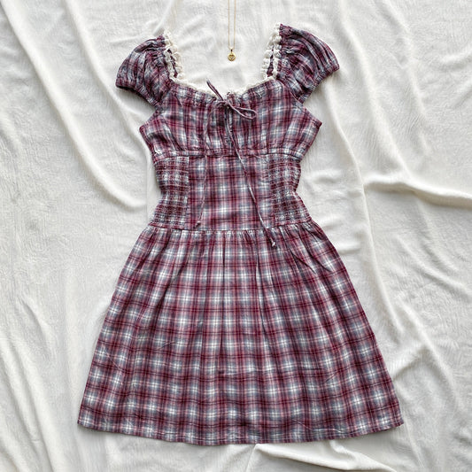 PLAID DRESS IN RED FROM COTTON ON (Bust : 28-30, Upper Waist : 20-24)