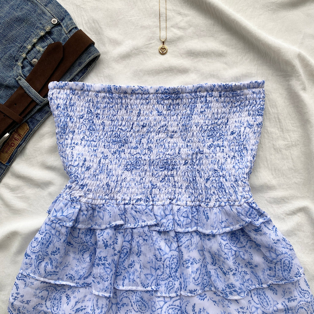 BLUE FLORAL TOP (Bust : 30-34, Upper Waist : 28-34)