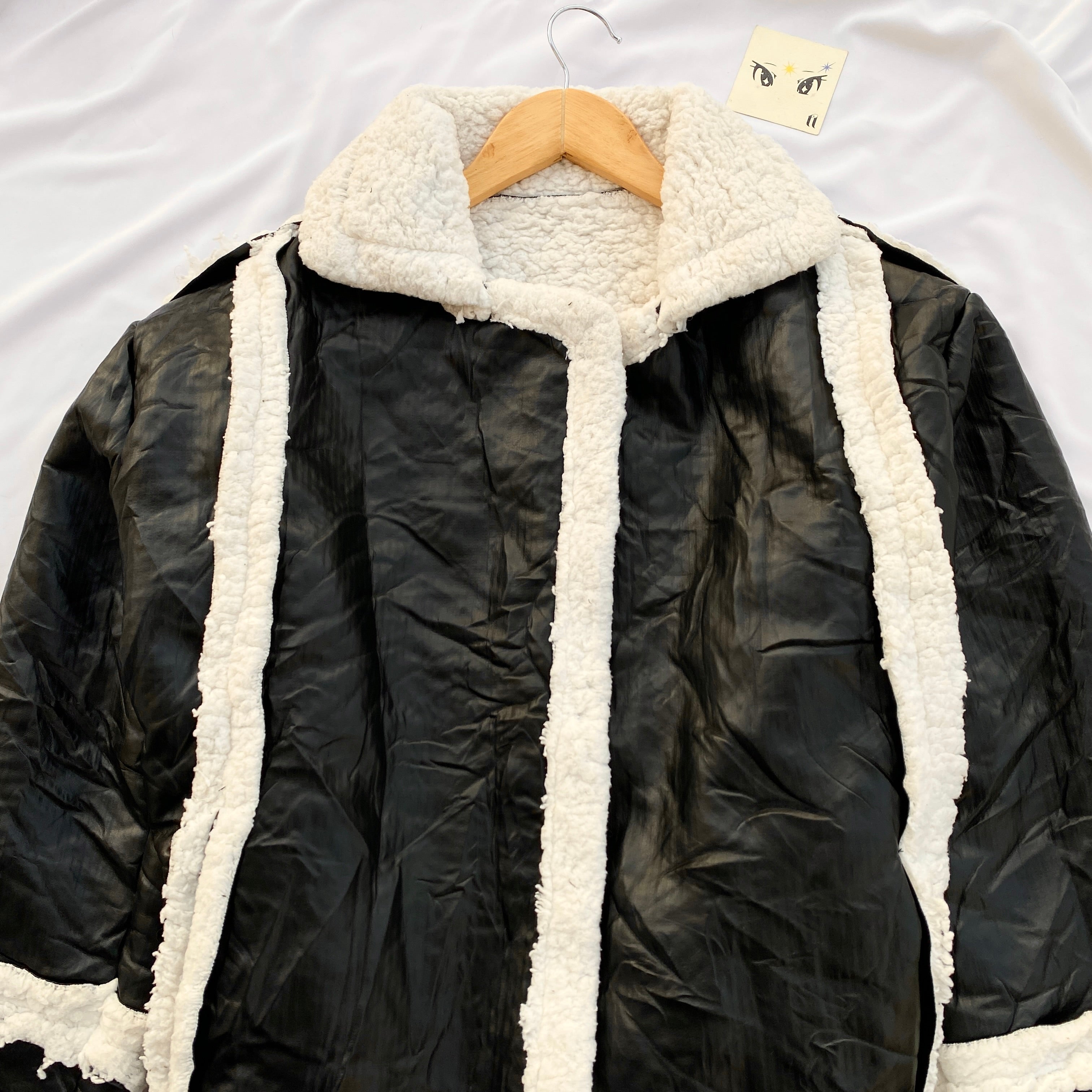 BLACK FAUX FUR JACKET ( BUST 48 LENGTH 28)