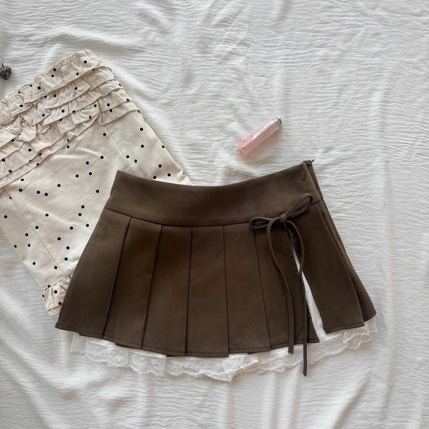 BROWN PLEATED SKIRT (Sizes available)