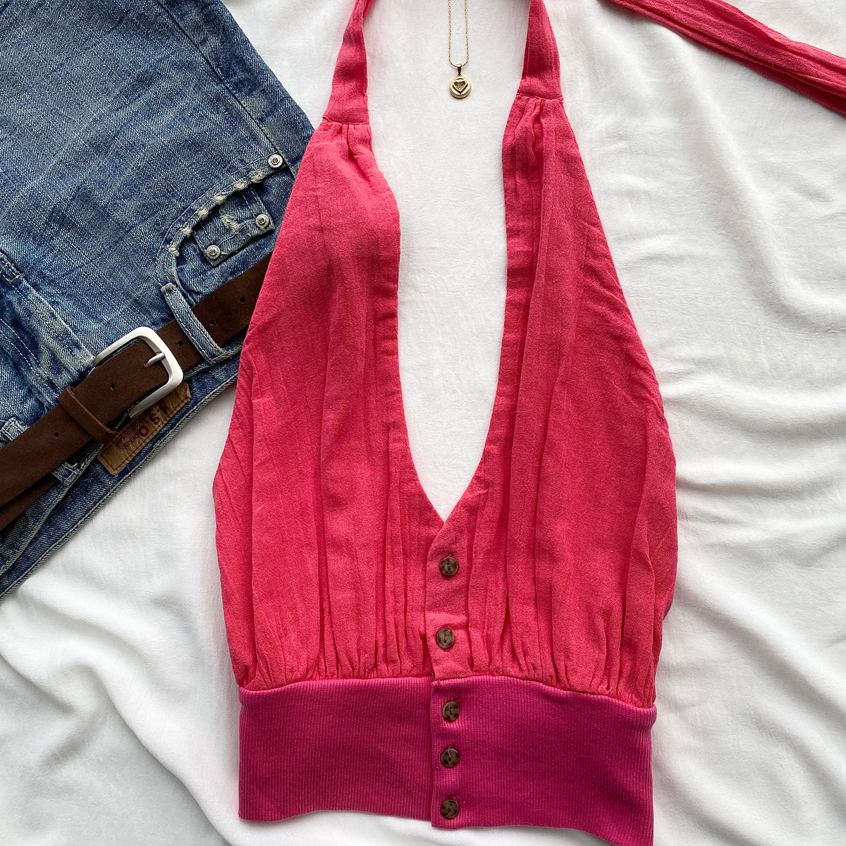 PINK HALTER TOP FROM FREE PEOPLE (Bust : 32-34, Upper Waist : 26-32)