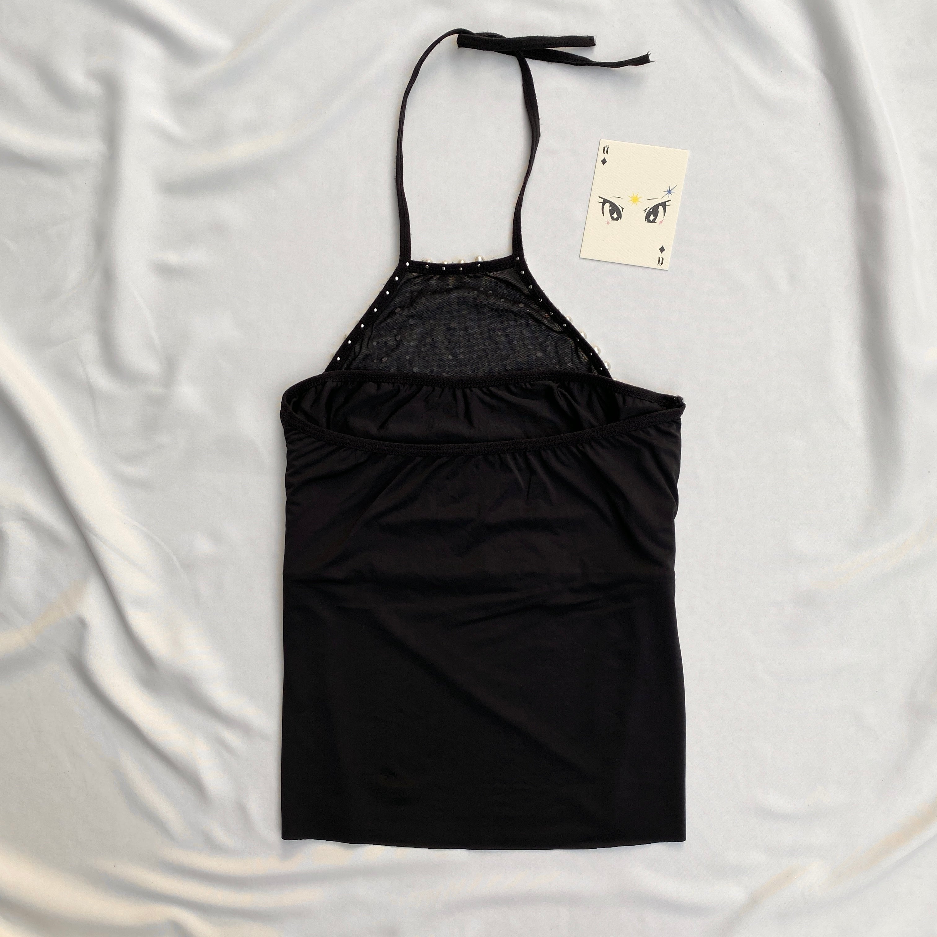 BLACK EMBELLISHED HALTER TOP (Bust : 30-34, Upper Waist : 26-30)