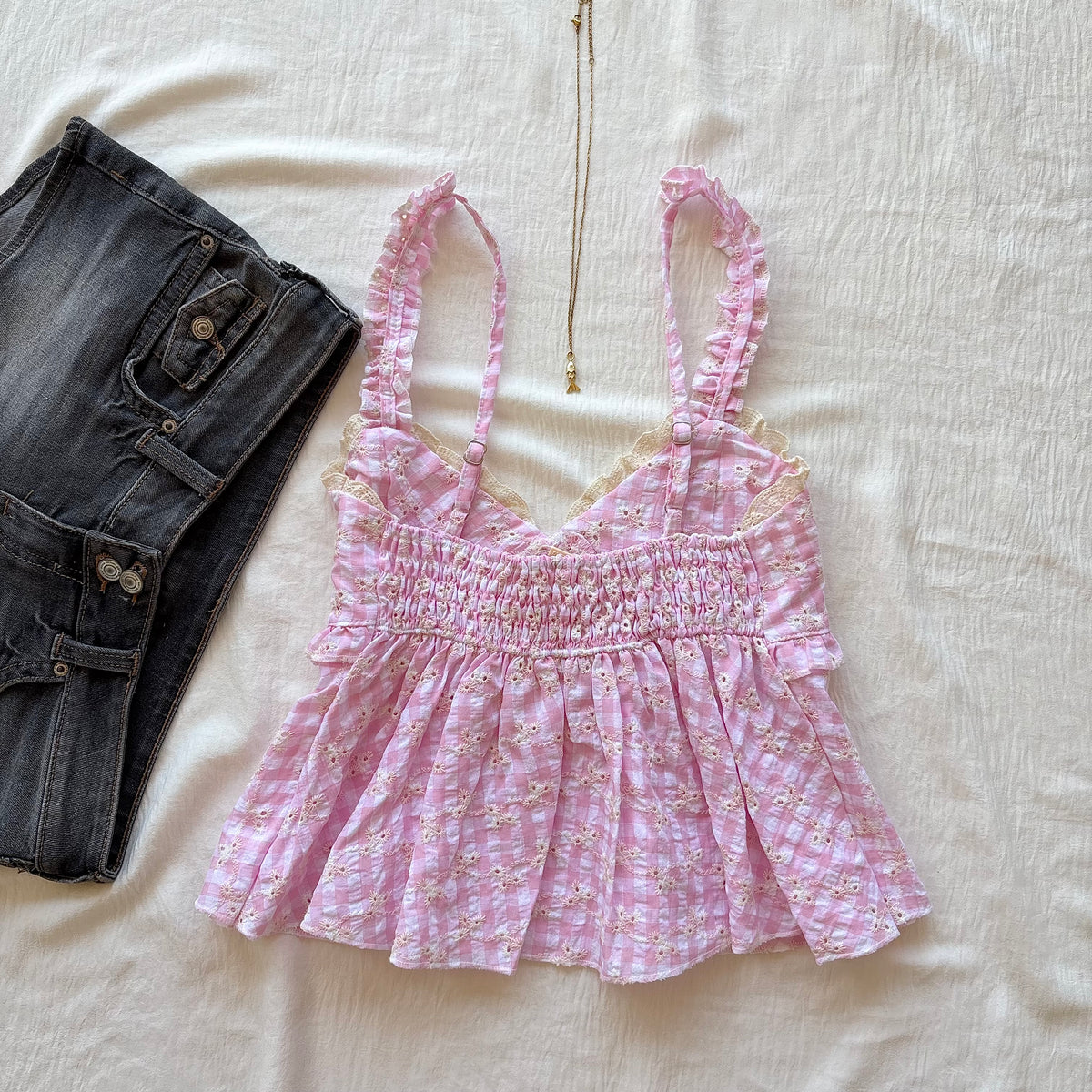 LOVE NOTE TOP IN PINK GINGHAM (Bust : 28-32, Upper Waist : 23-28)