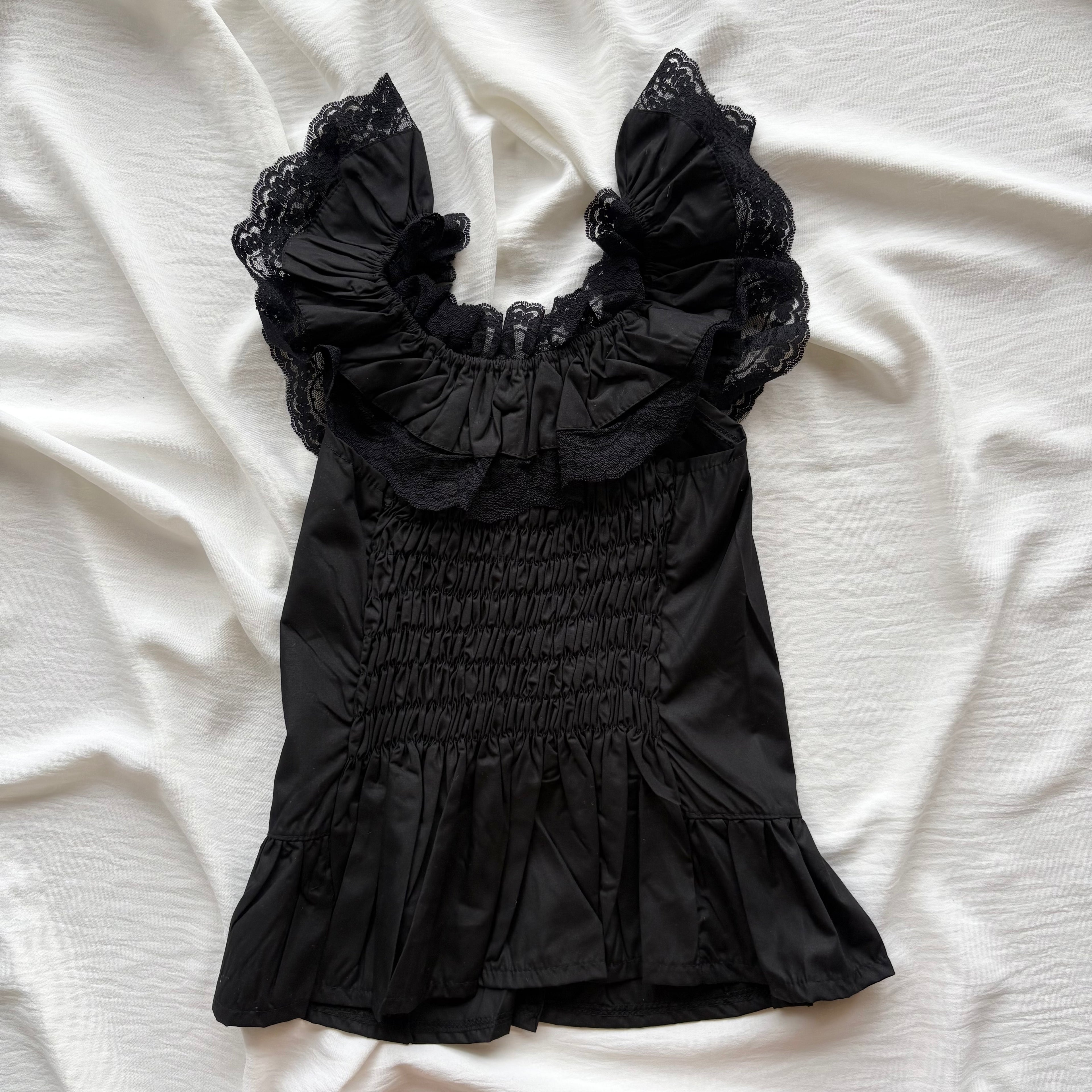 BLACK COTTAGECORE TOP (Bust : 30-34, Upper Waist : 24-28)