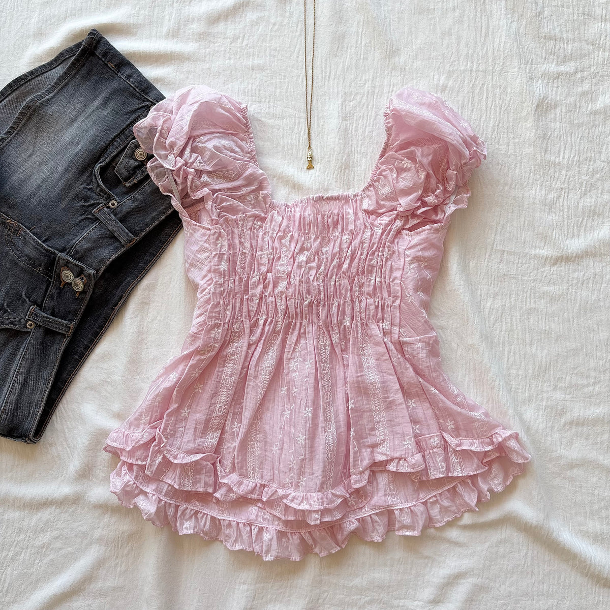 ODETTA TOP IN PINK (Bust : 30-34, Upper Waist : 24-28)
