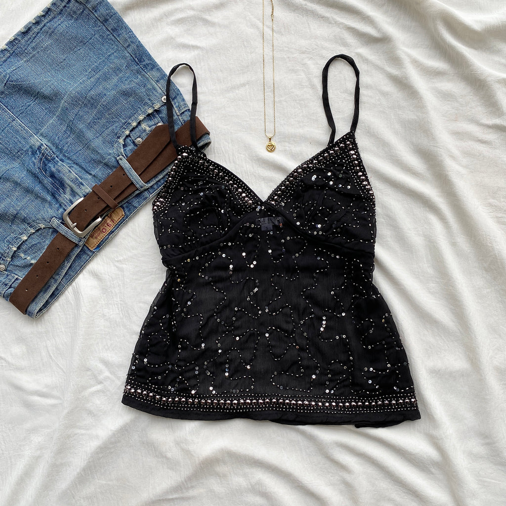 BLACK EMBELLISHED TOP (Sizes available)
