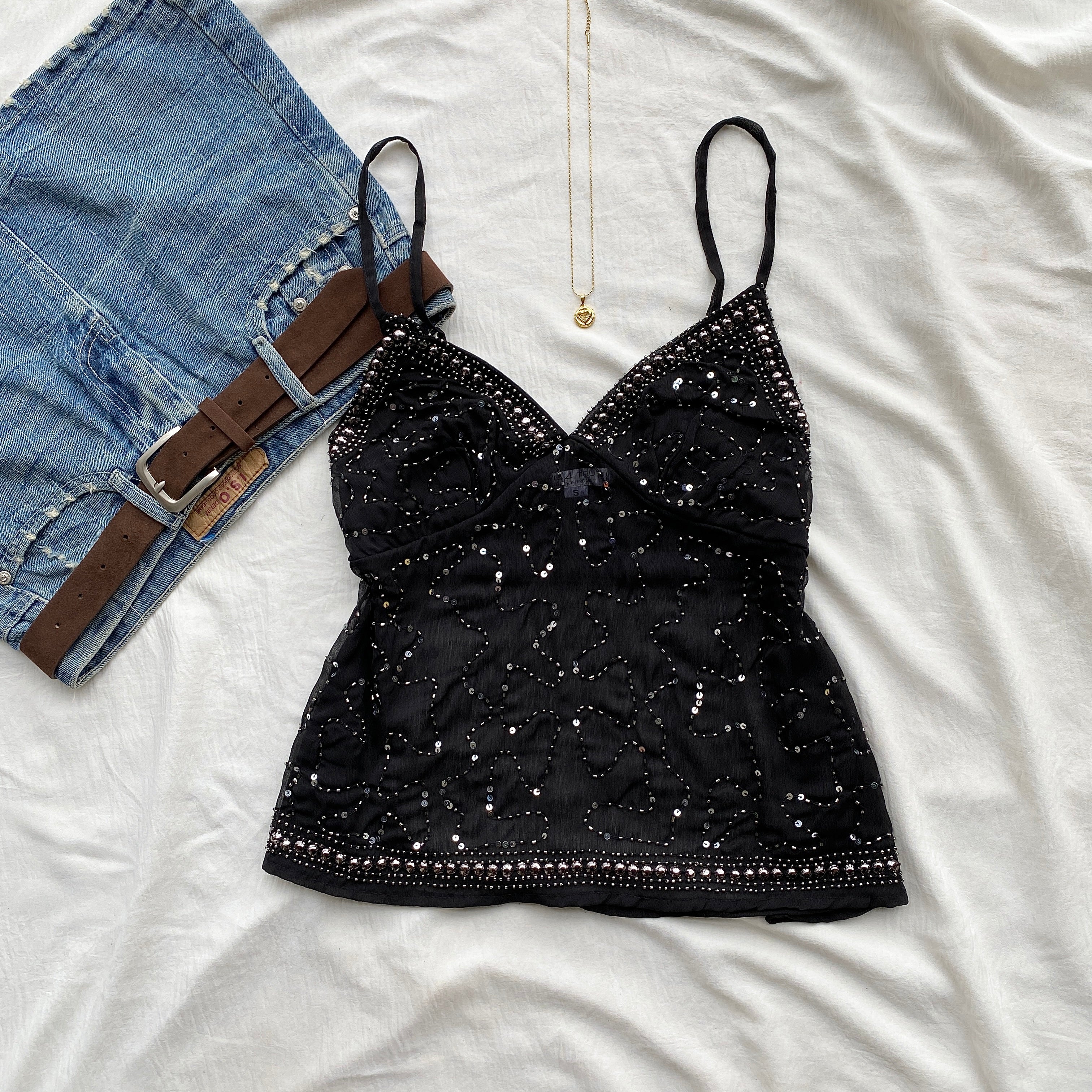 BLACK EMBELLISHED TOP (Sizes available)