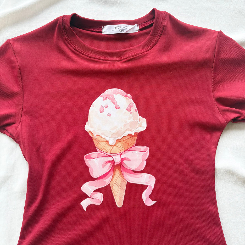 RED ICE CREAM BABY TEE