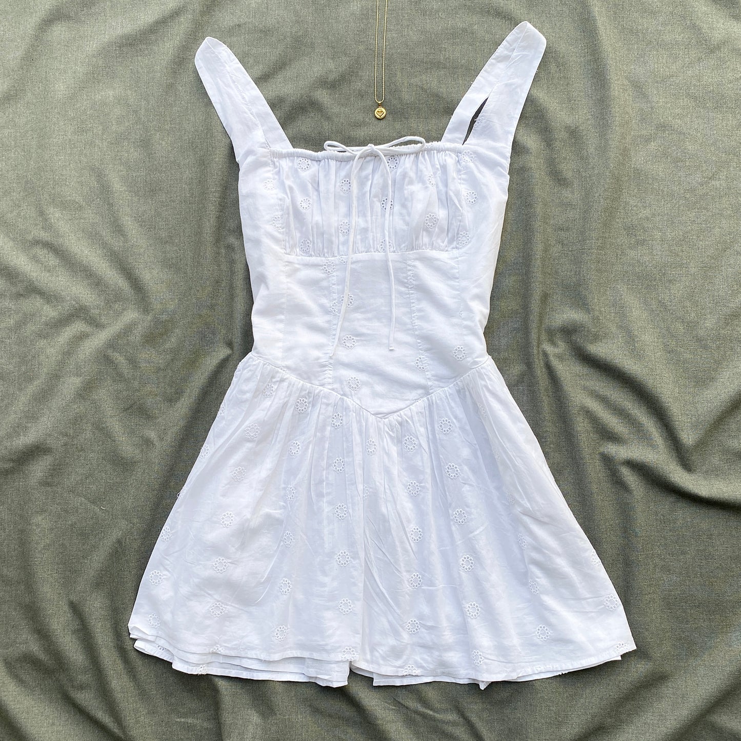 WHITE EYELET DRESS (Sizes available)