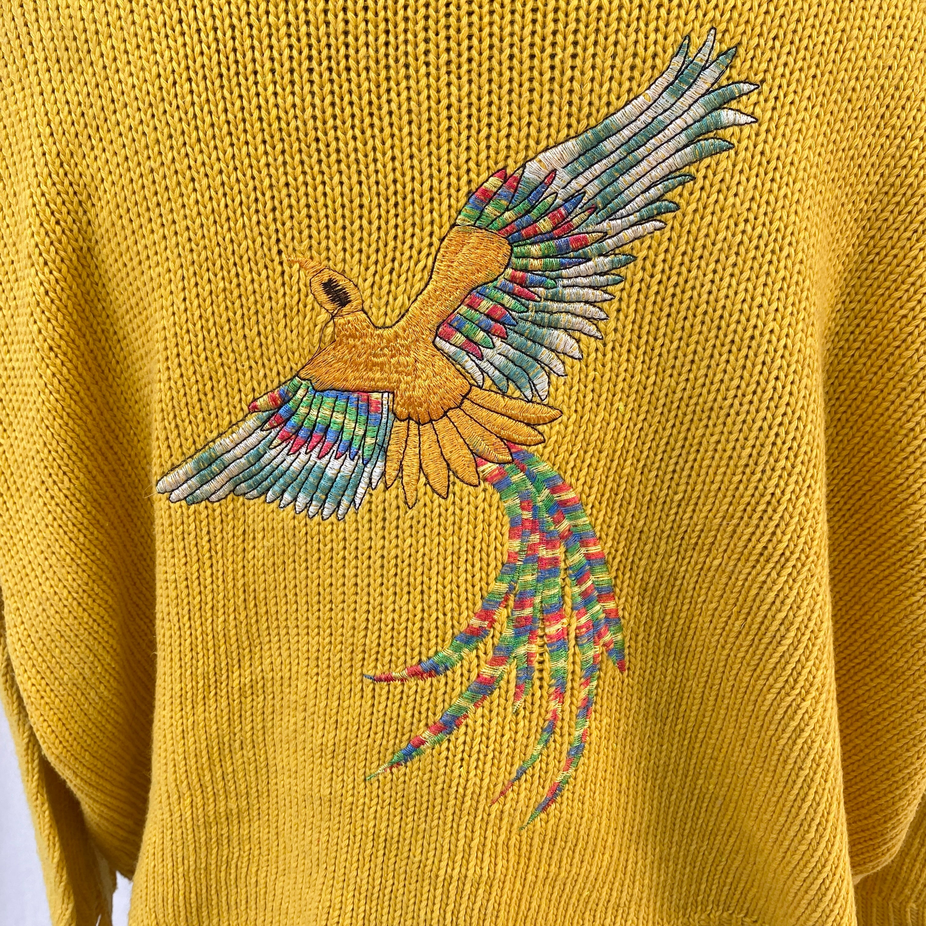 YELLOW EMBROIDERED CARDIGAN (Bust : 52, Length : 22)