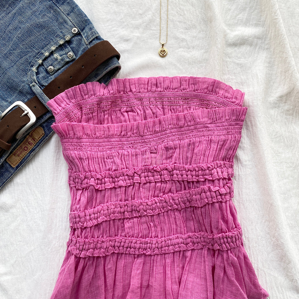 PINK TUBE TOP FROM FREE PEOPLE (Bust : 28-32, Upper Waist : 24-28)