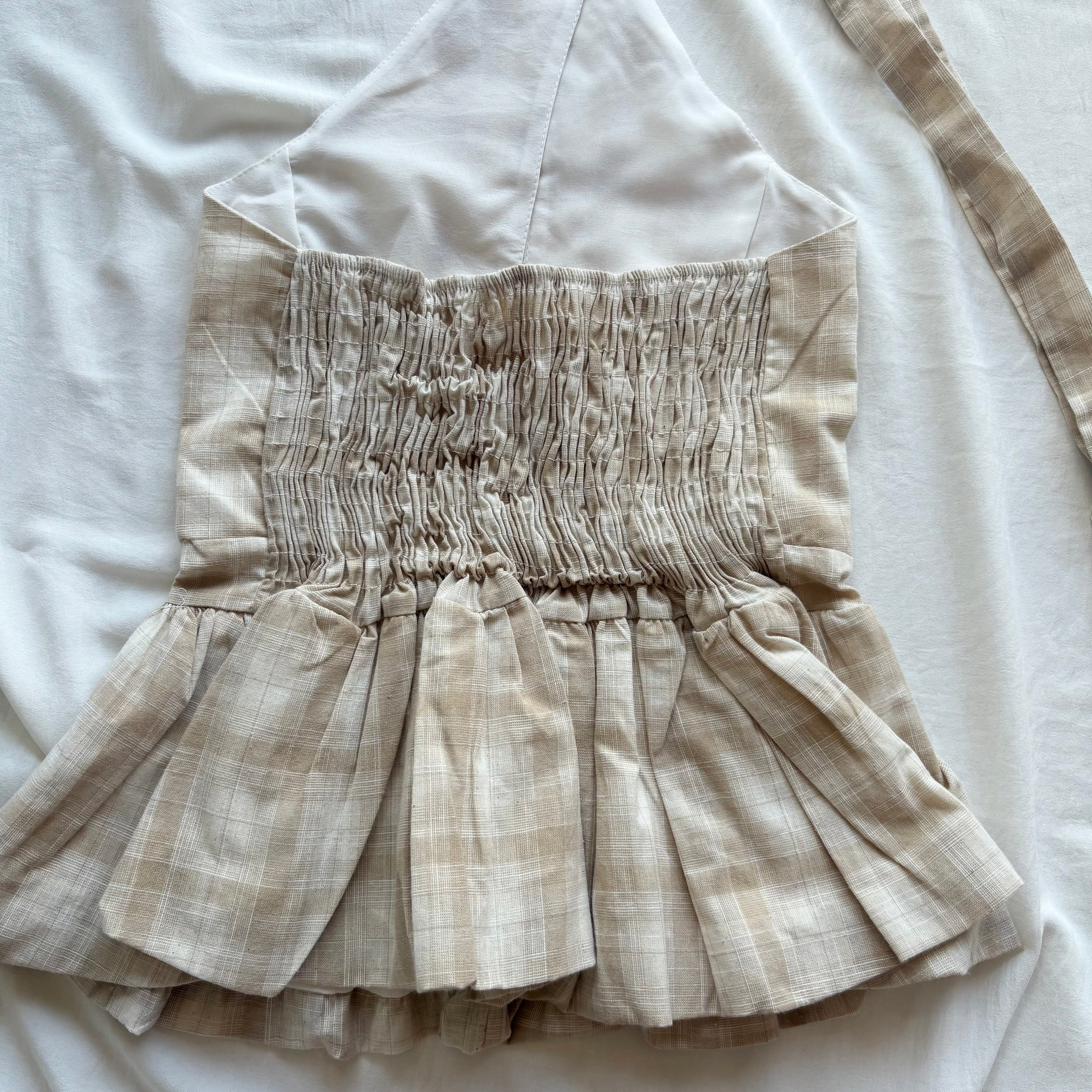 BROWN PLAID HALTER TOP (Bust : 30-32, Upper Waist : 24-28)