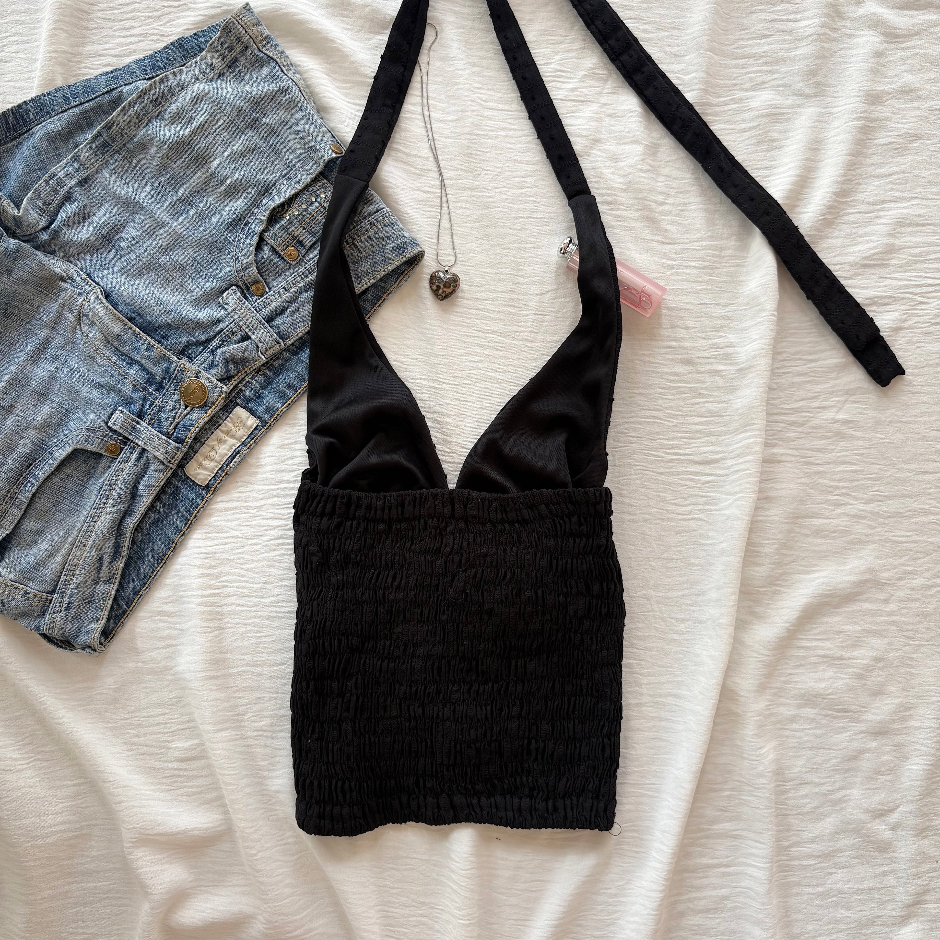 BLACK HALTER TOP (Bust : 28-32, Upper Waist : 22-26)