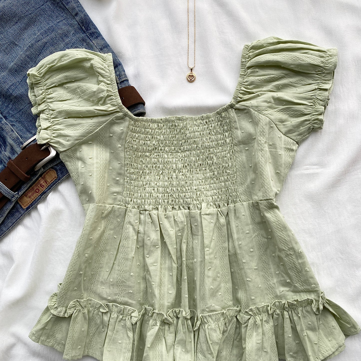 FLEUR TOP IN GREEN (Bust : 30-34, Upper Waist : 24-28)