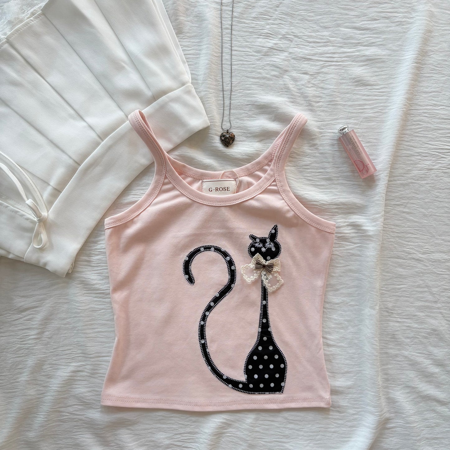 CAT TANK TOP IN PINK (Bust : 30-34, Upper Waist : 24-28)