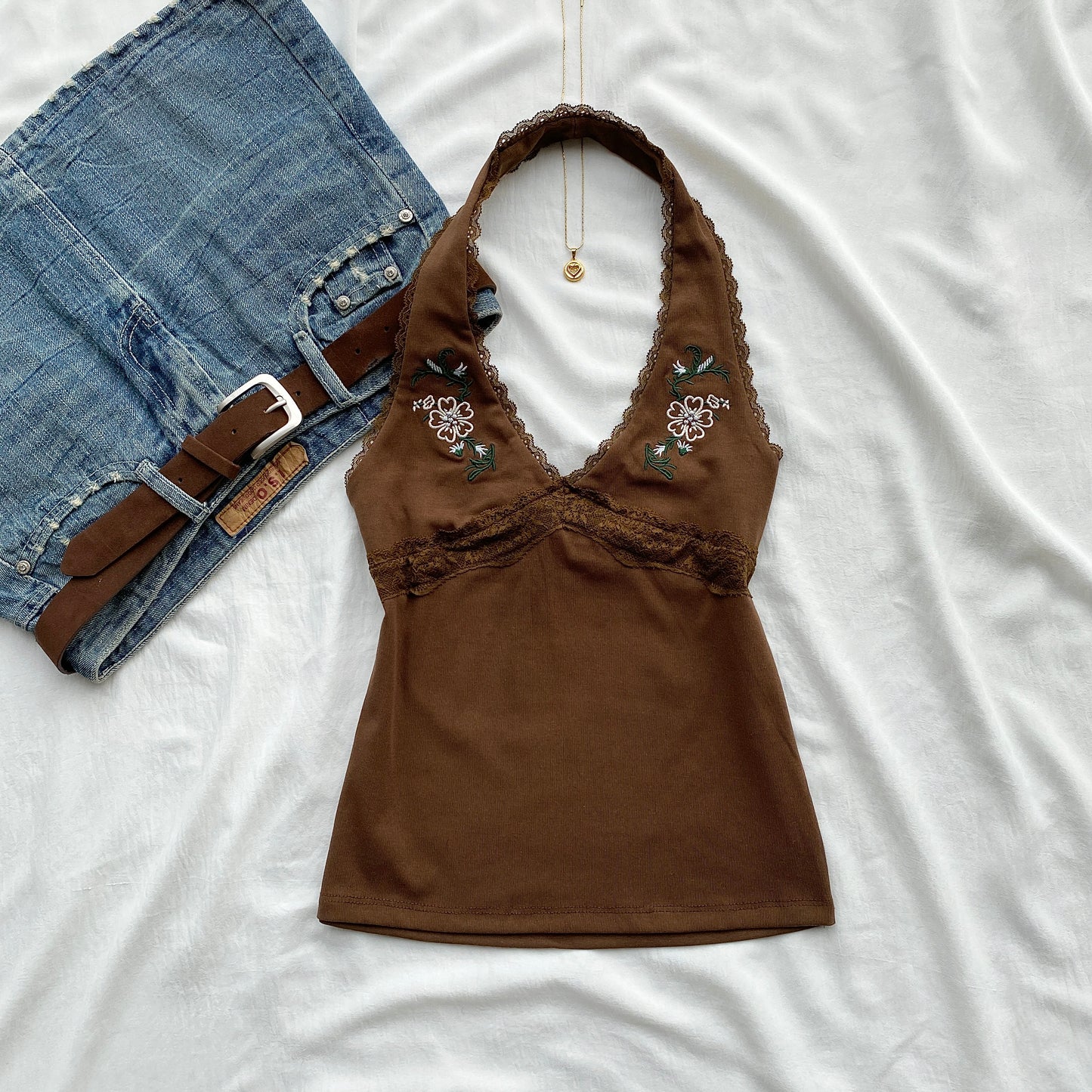 BRUNA EMBROIDERED HALTER TOP (Bust : 30-34, Upper Waist : 23-28)