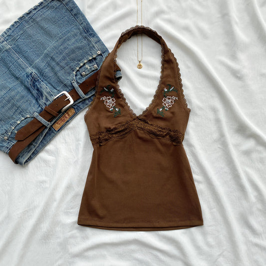 BRUNA EMBROIDERED HALTER TOP (Bust : 30-34, Upper Waist : 23-28)