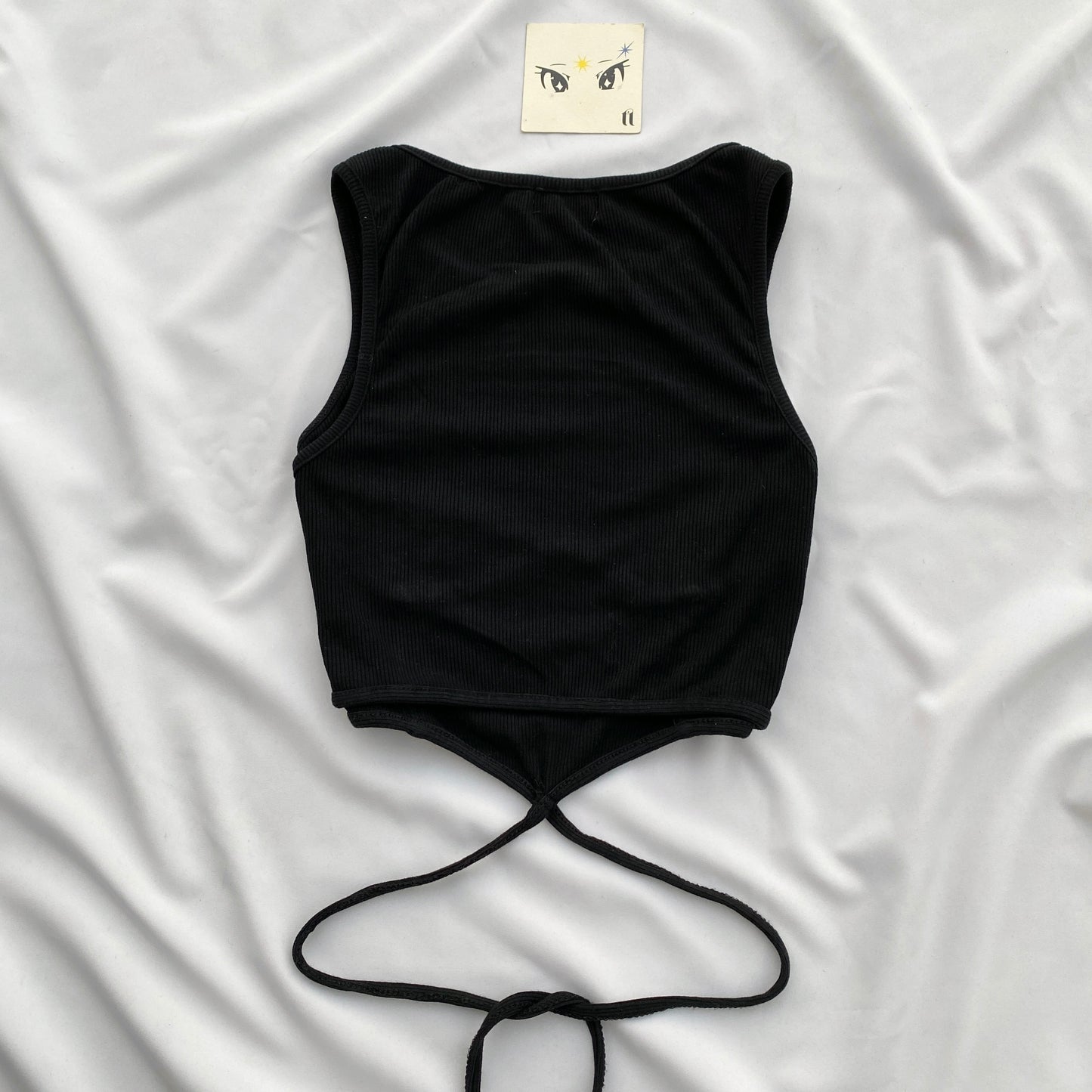 BLACK WAIST TIE UP TOP