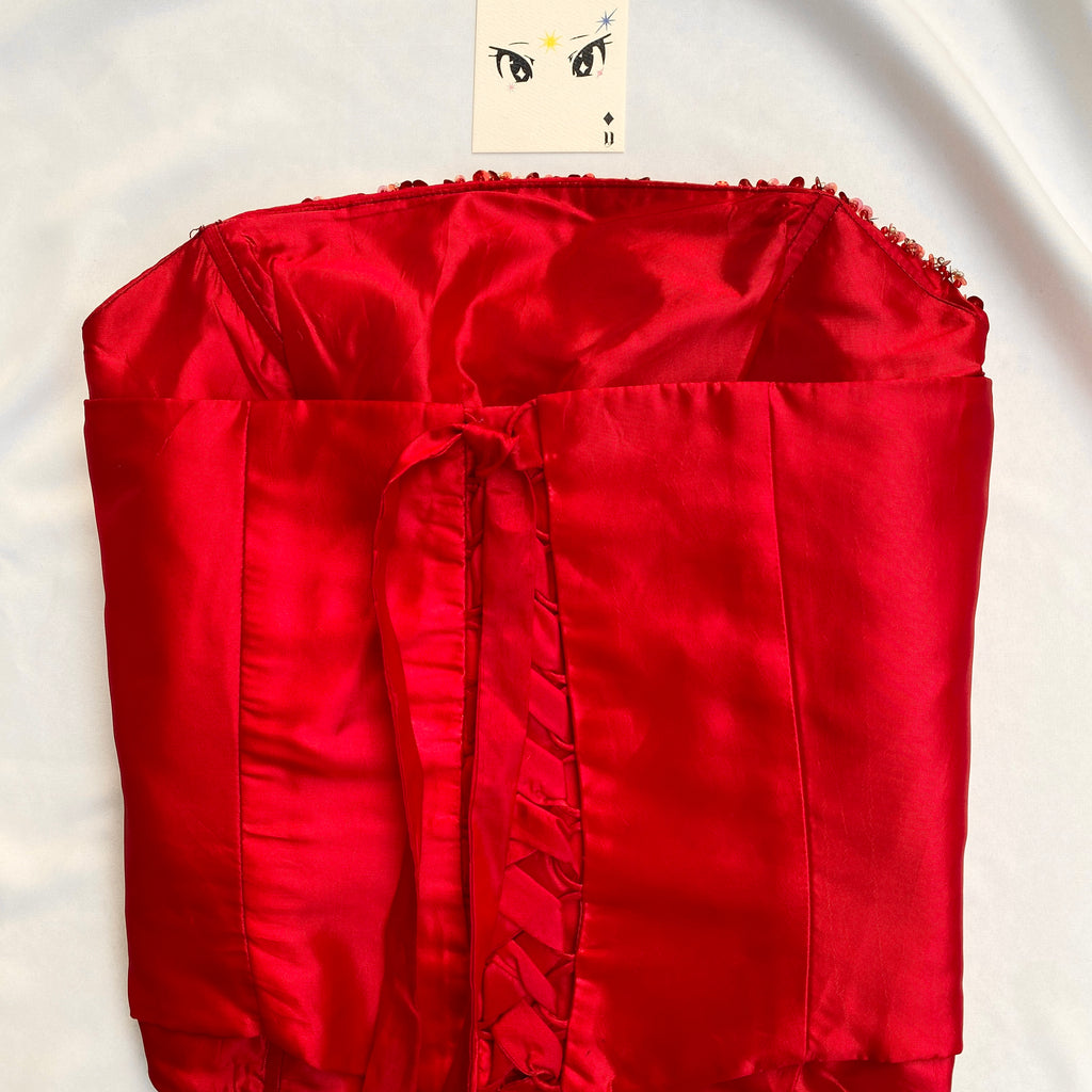 RED EMBELLISHED CORSET (Bust : 34-38, Upper Waist : 32-36)